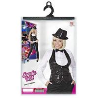 Glittervest zwart vrouw - thumbnail