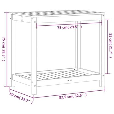 VidaXL Oppottafel met schap 82,5x50x75 cm massief grenenhout