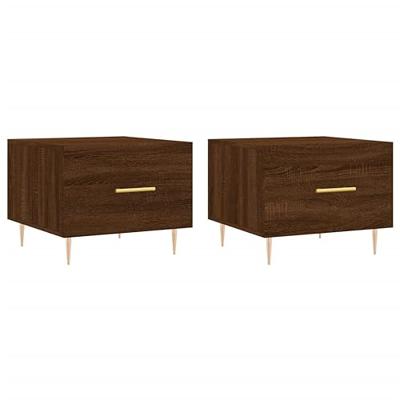 Salontafels 2 st 50x50x40 cm bewerkt hout bruin eikenkleur