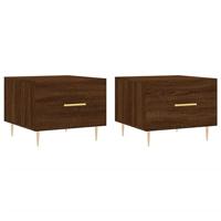 Salontafels 2 st 50x50x40 cm bewerkt hout bruin eikenkleur - thumbnail