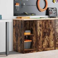 Garagekast 40x51x85 cm massief grenenhout gerookt eiken - thumbnail