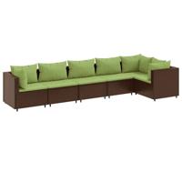 6-delige Loungeset met kussens poly rattan bruin - thumbnail