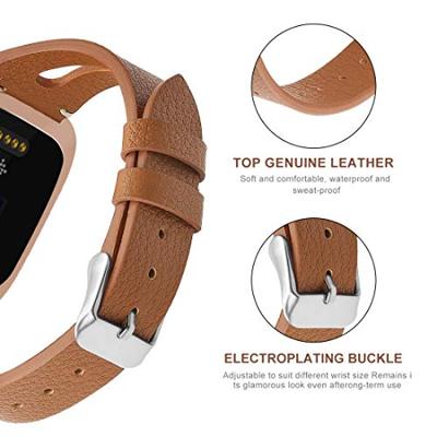 Fitbit Versa 1/ 2 & Lite bandje TPU leer - Bruin - thumbnail