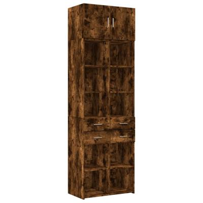Opbergkast 70x42,5x225 cm bewerkt hout gerookt eikenkleur