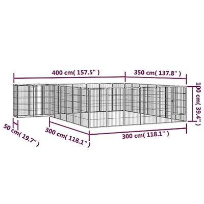 Hondenkennel 30 panelen 50 x 100 cm gepoedercoat staal zwart
