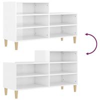 Schoenenkast 102x36x60 cm bewerkt hout hoogglans wit - thumbnail