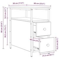 Nachtkastje met lade artisanaal eikenkleurig 30 x 60 x 60 cm - thumbnail