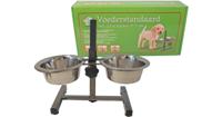 H-model standaard inclusief RVS bakken 17 cm hamerslag Eet-en-drinkbakken-hond Gebr. de Boon - Gebr de boon - thumbnail