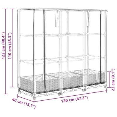 Plantenbak verhoogd met kashoes 120x40x123 cm rattanlook