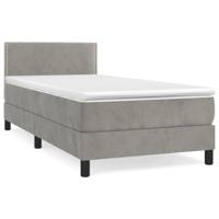 Boxspring met matras fluweel lichtgrijs 90x190 cm - thumbnail