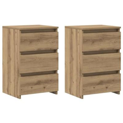 Nachtkastjes 2 st 40x35x62,5 cm bewerkt hout artisanaal eiken