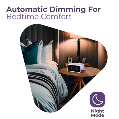 Digitale Wekker - Draadloze Oplader Voor Telefoon - Wake Up Light - Paars (HCG019QI-PU)