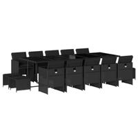 15-delige Tuinset met kussens poly rattan zwart - thumbnail