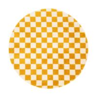 Vloerkleed checks - geel/wit - ø120 cm - thumbnail