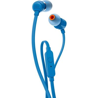JBL Tune 110 In-ear hoofdtelefoon met knoopvrije platte bandkabel en microfoon in blauw - voor grenzeloos muziekgenot met de Pure Bass Sound technologie