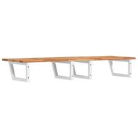 Badkamer wandschap staal en massief acaciahout - thumbnail