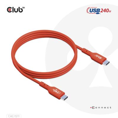 Club3D USB 2.0 0.48Gbps 240W USB Type-C 1m USB-IF gecertificeerd