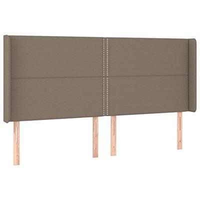 Hoofdbord met randen 183x16x118/128 cm stof taupe
