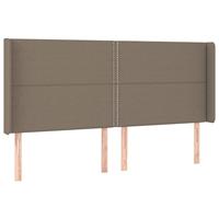 Hoofdbord met randen 183x16x118/128 cm stof taupe - thumbnail