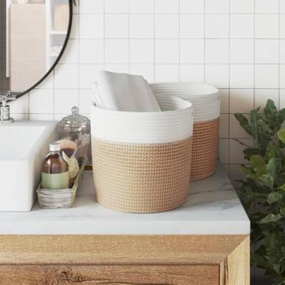 VidaXL Opbergmanden 2 st ø 28x28 cm katoen bruin en wit