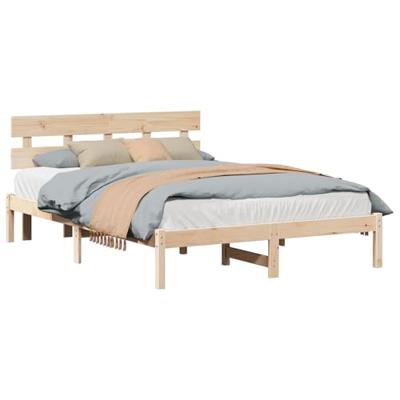 Bedframe met hoofdeinde Bruin 160 x 200 cm Massief grenenhout