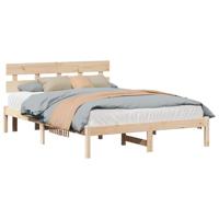 Bedframe met hoofdeinde Bruin 140 x 200 cm Massief grenenhout - thumbnail