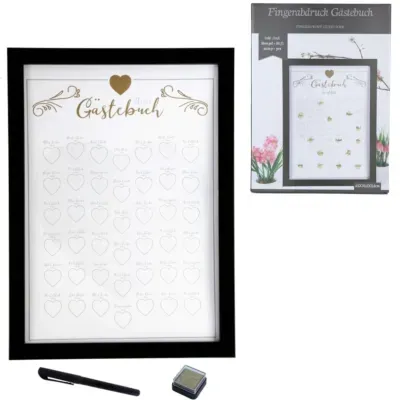 Gastenboek vingerafdruk met glitters en stift 45 cm | 6 stuks