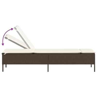 Ligbed met kussen poly rattan bruin Ligbed met kussen poly rattan bruin