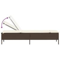 Ligbed met tafel en kussen poly rattan bruin - thumbnail