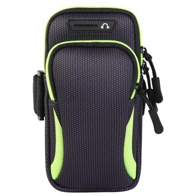 Multifunctionele universele dubbellaagse rits sport arm Case telefoon tas met oortelefoon gat voor 6 6 inch of onder smartphones (groen)