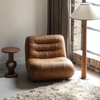 Dutchbone Fauteuil 'Wyatt' Wax Leder, kleur Cognac - thumbnail