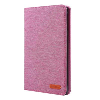 Voor iPad Mini 4/3/2/1 doek Teature horizontale Flip PU lederen draagtas met met houder & kaartsleuven (Rose Pink)