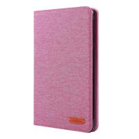 Voor iPad Mini 4/3/2/1 doek Teature horizontale Flip PU lederen draagtas met met houder & kaartsleuven (Rose Pink) - thumbnail