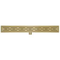 Wiesbaden douchegoot met flens en rooster 70 x 7 cm geborsteld messing - thumbnail