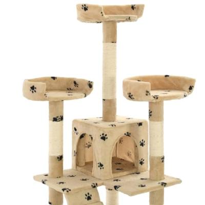 VidaXL Kattenkrabpaal met sisal krabpalen 170 cm pootafdrukken beige