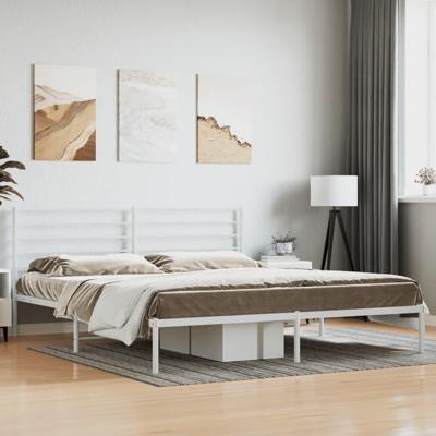 Bedframe met hoofdbord metaal wit 200x200 cm