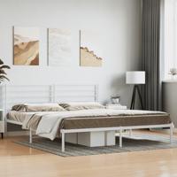 Bedframe met hoofdbord metaal wit 200x200 cm - thumbnail