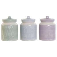 Tin DKD Home Decor Blauw Groen Lila Dolomite 12 x 12 x 16 cm (3 Stuks) - thumbnail