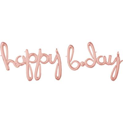 Folieballonnen &apos;Happy Bday&apos; Rosé Goud