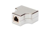 Digitus RJ45 Netwerk Adapter CAT 5, CAT 5e [2x RJ45-stekker - 1x RJ45-stekker] Grijs - thumbnail