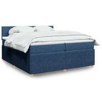 Boxspring met matras stof blauw 200x200 cm - thumbnail