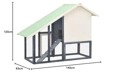 Konijnenhok 140x63x120 cm massief vurenhout grijs en wit