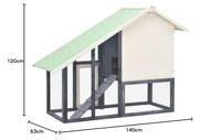 Konijnenhok 140x63x120 cm massief vurenhout grijs en wit - thumbnail
