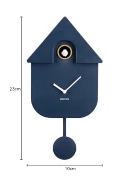 Wall Clock Modern Cuckoo Dark Blue