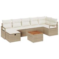 Tuinbankenset met kussen met opslag 8 pcs Beige poly rattan - thumbnail