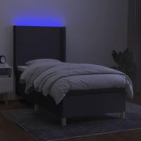 Boxspring met matras en LED stof donkergrijs 140x190 cm - thumbnail
