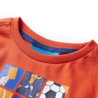 Kindershirt met lange mouwen voetbalprint 128 oranje - thumbnail