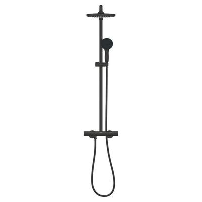 Grohe Tempesta System 250 Professional regendoucheset met 3 straalsoorten en thermostaatkraan Ø25cm mat zwart Grohe Tempesta System 250 Professional regendoucheset met 3 straalsoorten en thermostaatkraan Ø25cm mat zwart