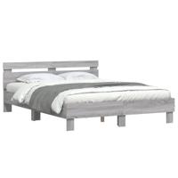 Bedframe met hoofdeinde en LED grijs sonoma eiken 140x200 cm - thumbnail