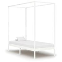 Hemelbedframe massief grenenhout wit 100x200 cm - thumbnail